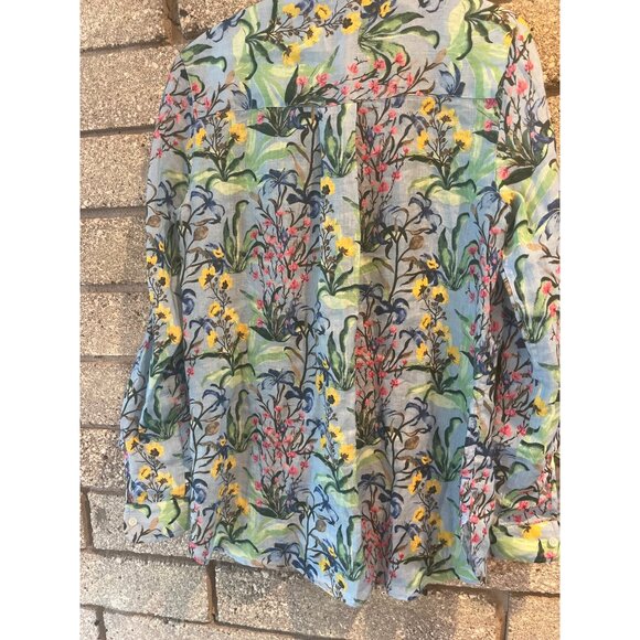 J. McLaughlin XS Floral Button-Up Shirt In Lightweight Linen - Picture 9 of 9